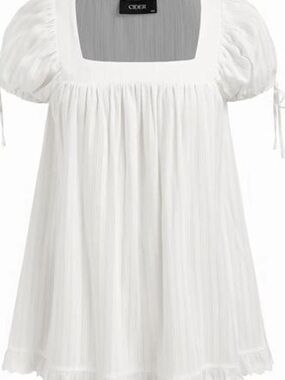 Cider White Square-Neck Puff Sleeve Tunic